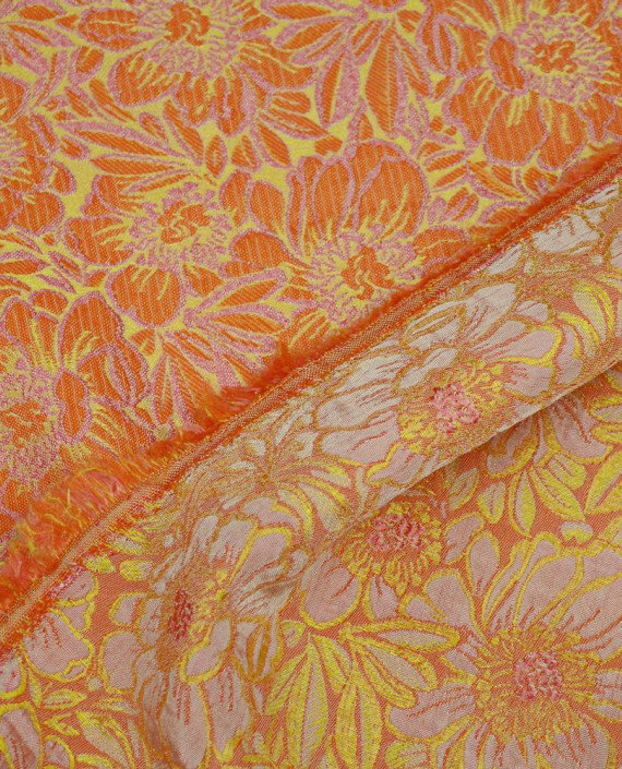 Ткань Китайский Шелк 0132 цвет оранжевый цветочный картинка 1