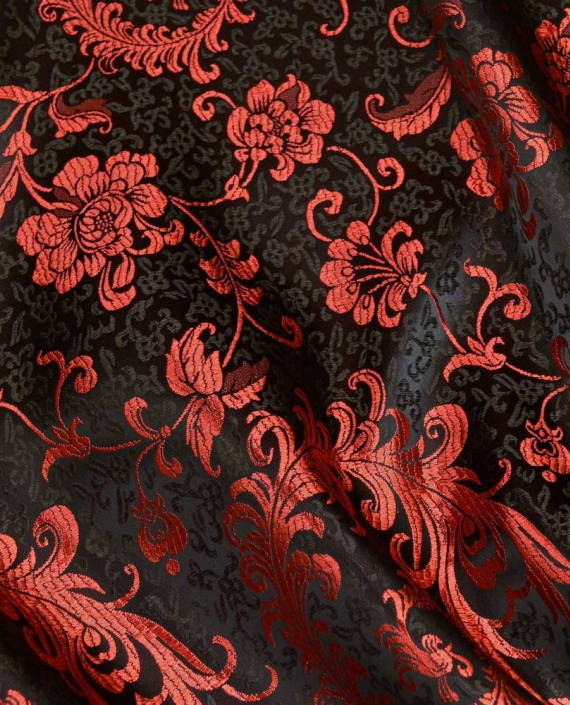 Ткань Китайский Шелк 0135 цвет черный цветочный картинка
