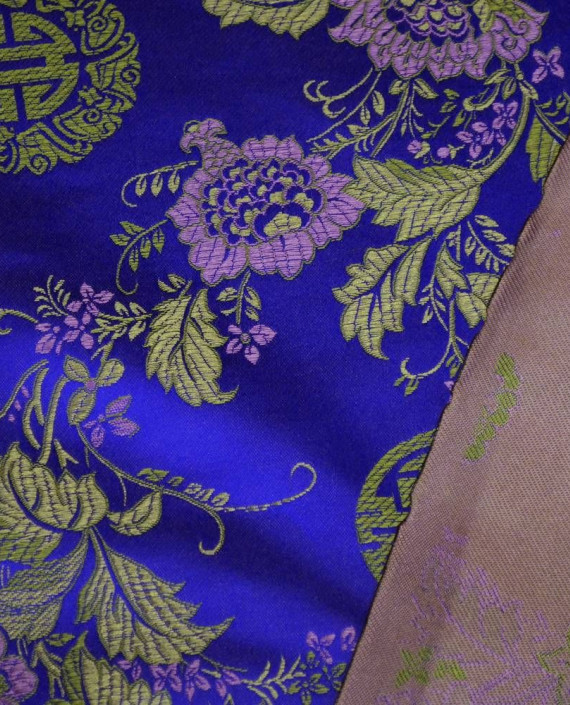 Ткань Китайский Шелк 0136 цвет синий цветочный картинка 1