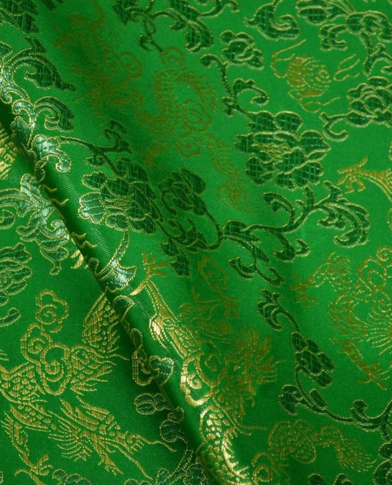 Ткань Китайский Шелк 0140 цвет зеленый цветочный картинка