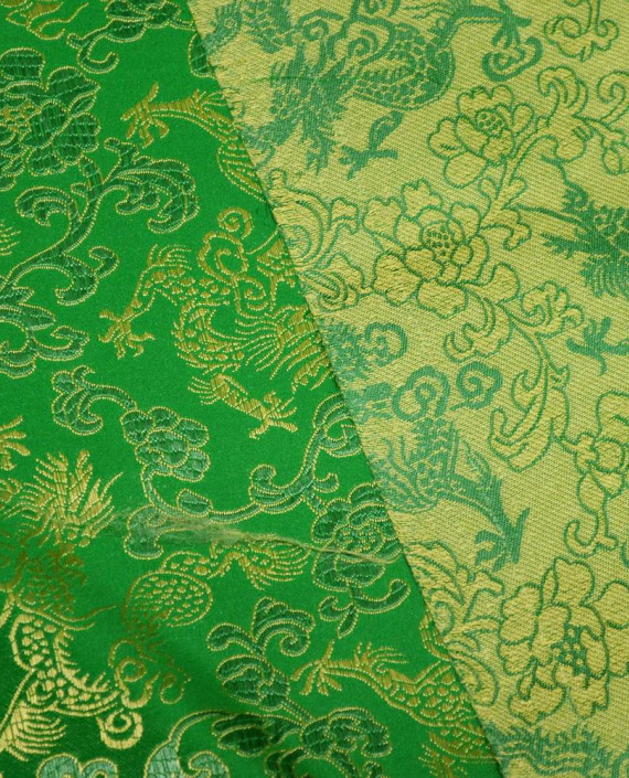 Ткань Китайский Шелк 0140 цвет зеленый цветочный картинка 1