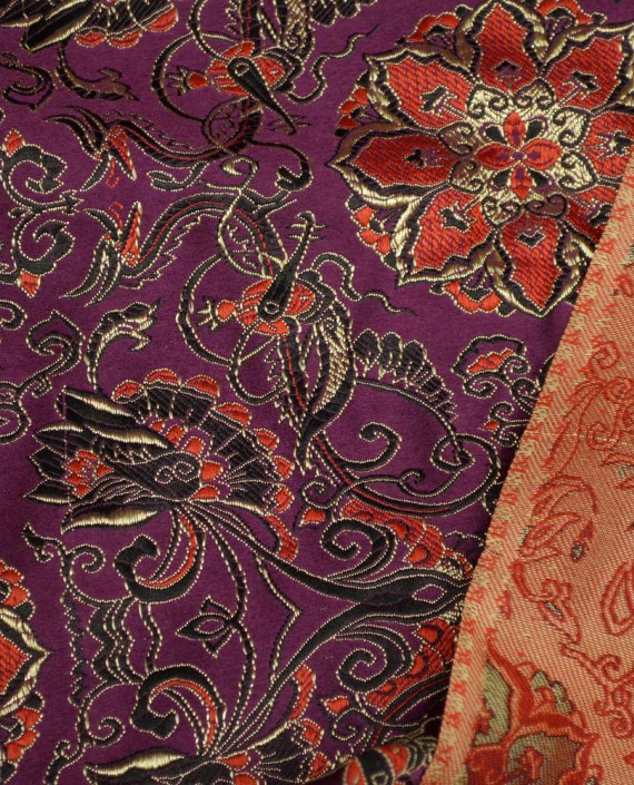 Ткань Китайский Шелк 0141 цвет бордовый цветочный картинка 1