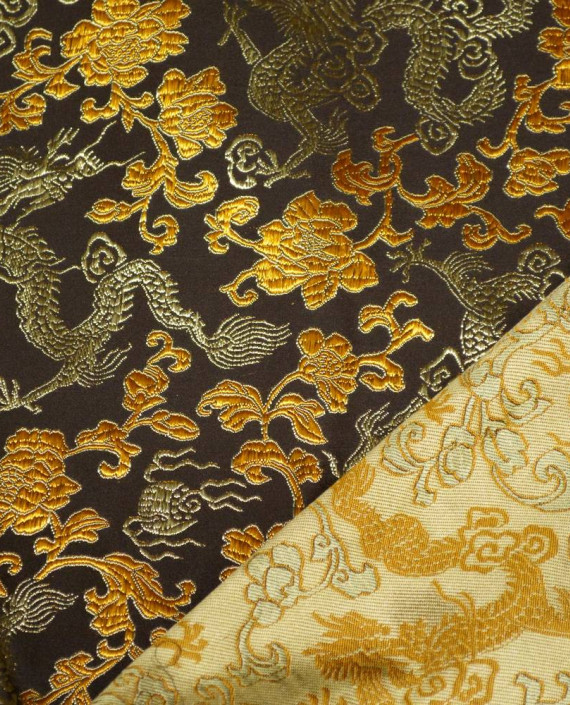 Ткань Китайский Шелк 0142 цвет коричневый цветочный картинка 1