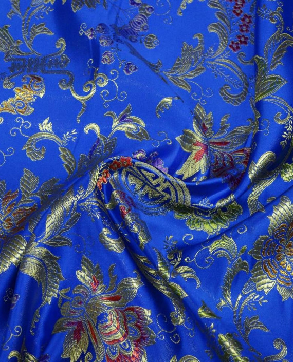 Ткань Китайский Шелк 0144 цвет синий цветочный картинка