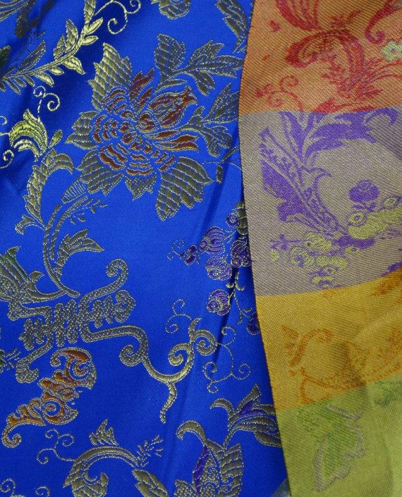 Ткань Китайский Шелк 0144 цвет синий цветочный картинка 1