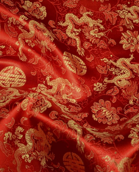 Ткань Китайский Шелк 0146 цвет красный цветочный картинка
