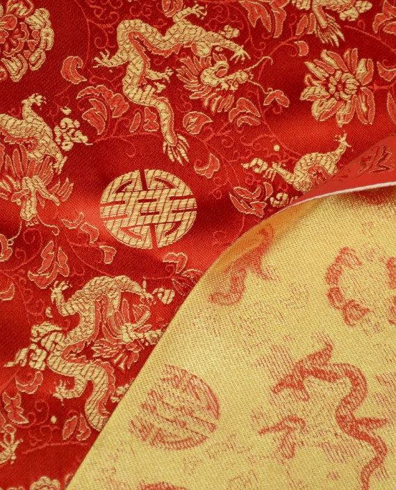 Ткань Китайский Шелк 0146 цвет красный цветочный картинка 1