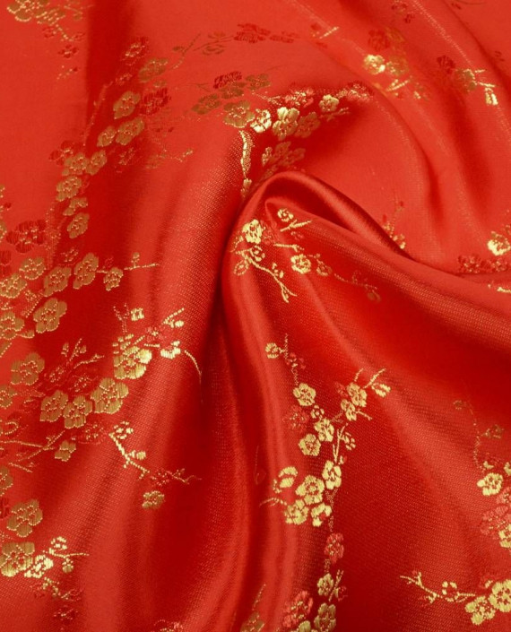 Ткань Китайский Шелк 0147 цвет красный цветочный картинка