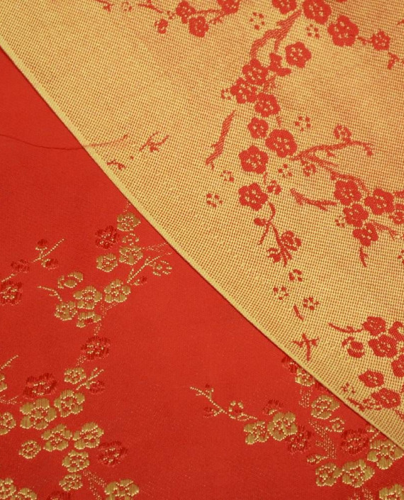 Ткань Китайский Шелк 0147 цвет красный цветочный картинка 1