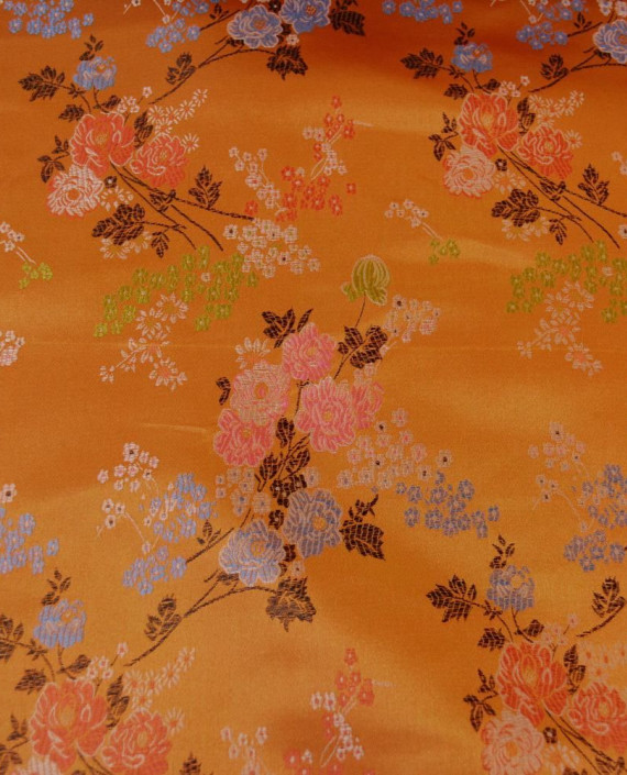 Китайский Шелк 0176 цвет оранжевый цветочный картинка