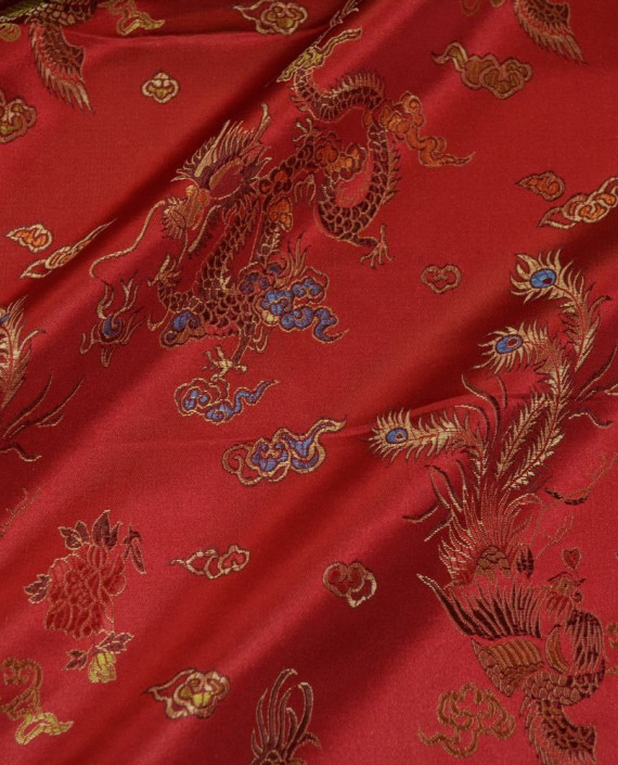 Китайский Шелк - последний отрез 0,8 м 10180 цвет красный цветочный картинка