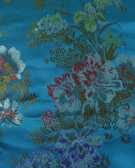 Китайский Шелк 0188 цвет голубой цветочный картинка
