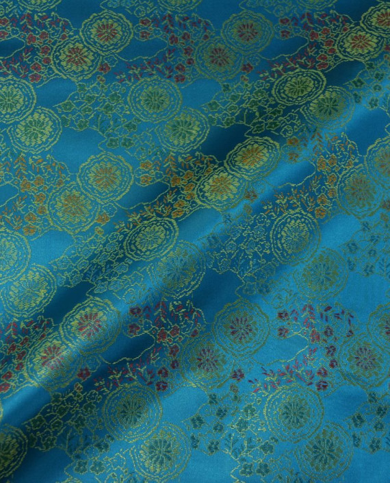 Китайский Шелк 0208 цвет голубой цветочный картинка