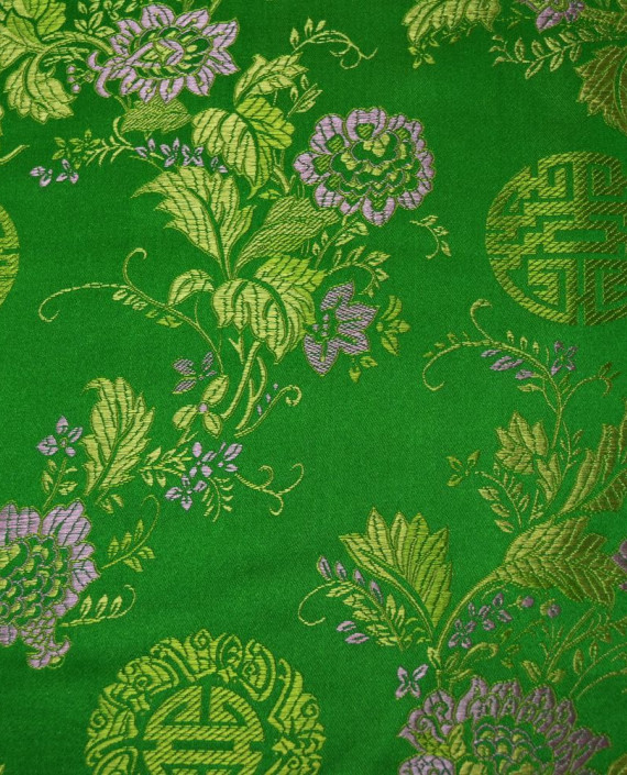 Китайский Шелк 0209 цвет зеленый цветочный картинка
