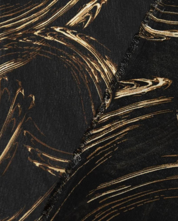 Ткань Креп-шифон Принт 0072 цвет черный абстрактный картинка 1