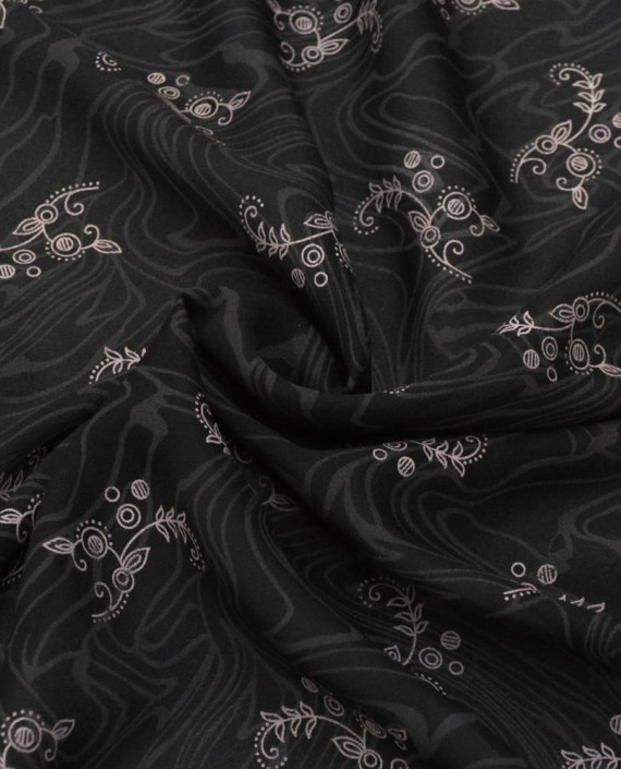 Ткань Креп-шифон Принт 0074 цвет черный цветочный картинка