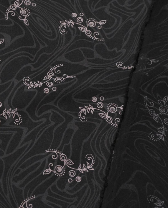 Ткань Креп-шифон Принт 0074 цвет черный цветочный картинка 2