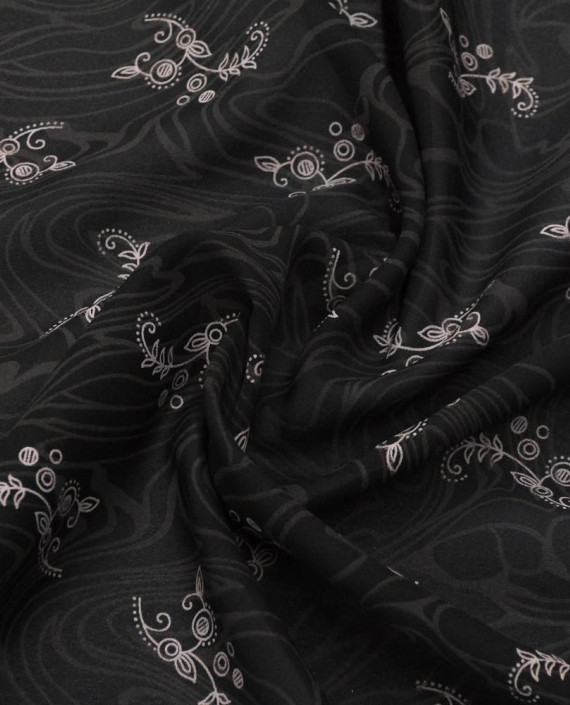 Ткань Креп-шифон Принт 0075 цвет серый цветочный картинка