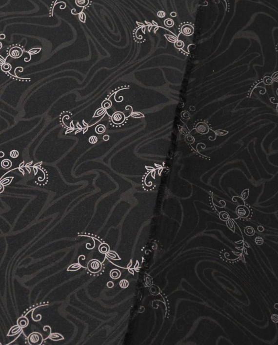 Ткань Креп-шифон Принт 0075 цвет серый цветочный картинка 1