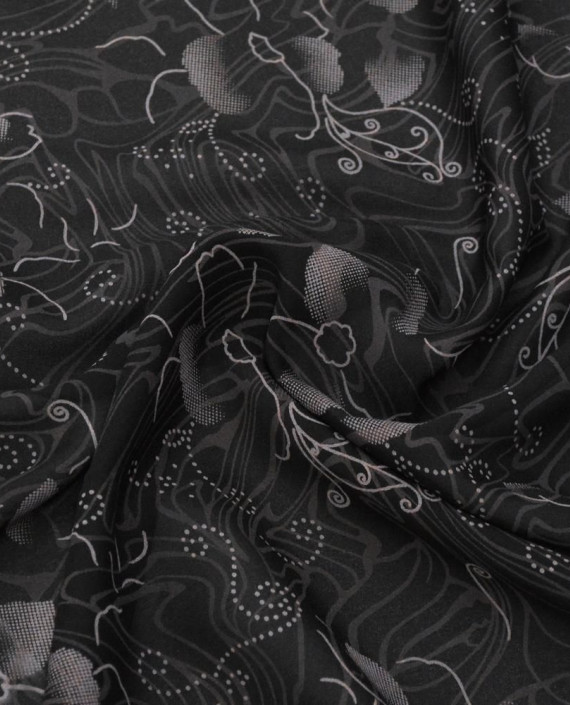 Ткань Креп-шифон Принт 0077 цвет серый цветочный картинка