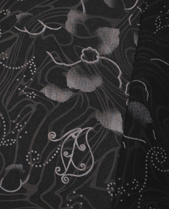 Ткань Креп-шифон Принт 0077 цвет серый цветочный картинка 2