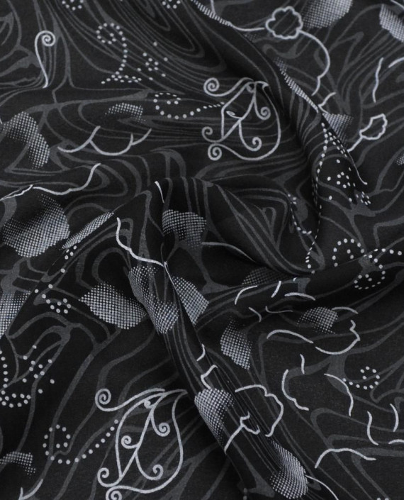 Ткань Креп-шифон Принт 0079 цвет серый цветочный картинка