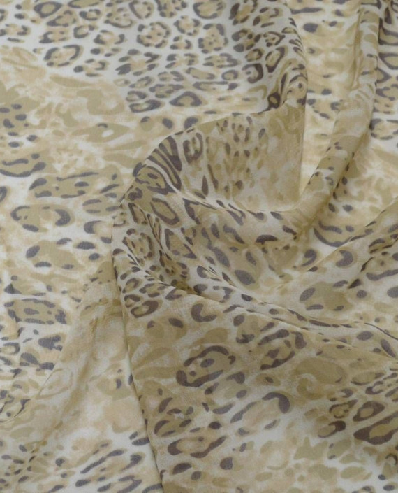Ткань Креп Шифон Принт 0081 цвет бежевый леопардовый картинка