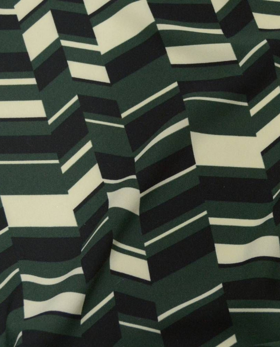 Ткань Креп Шифон Принт 0082 цвет хаки геометрический картинка