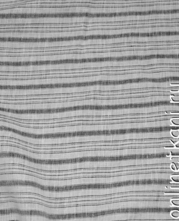 Ткань Лен "Черные полосы" 0059 цвет серый в полоску картинка 1
