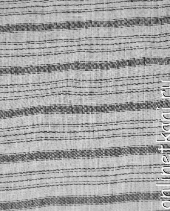 Ткань Лен "Черные полосы" 0059 цвет серый в полоску картинка 2