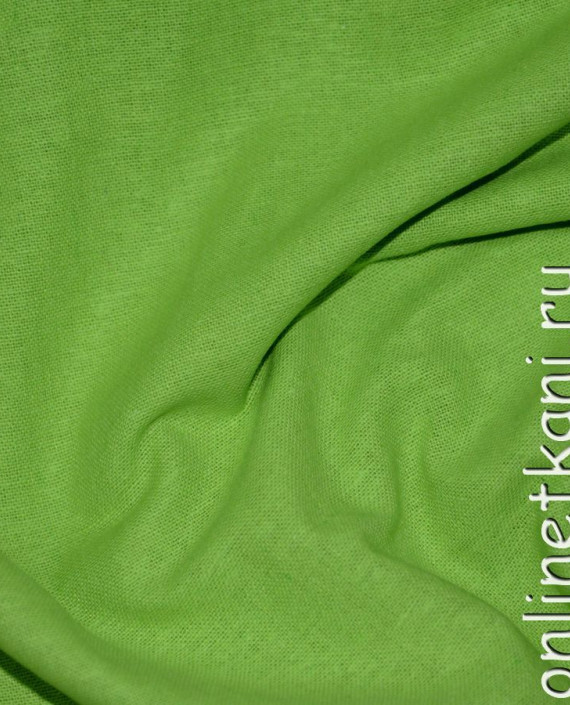 Ткань Лен "Ярко-зеленый" 0064 цвет зеленый картинка 2