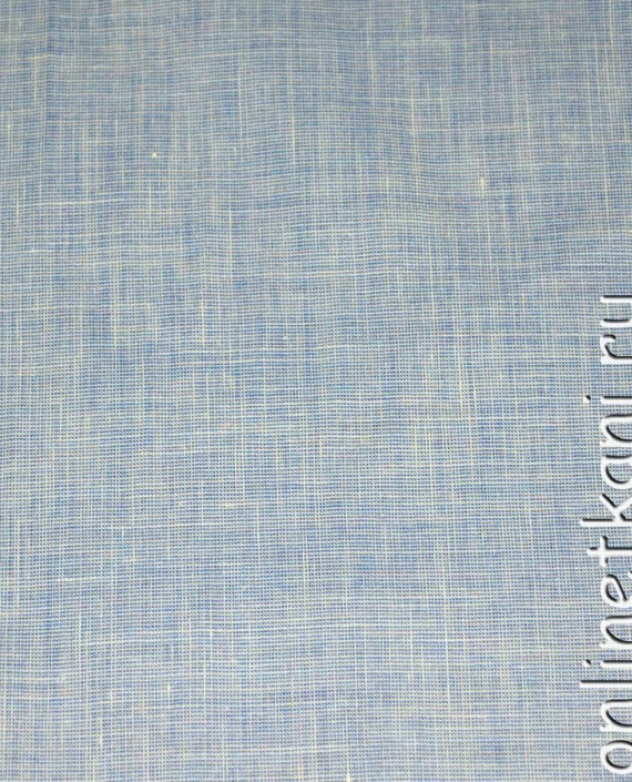 Ткань Лен "Бело-синий" 0070 цвет голубой крупа картинка 1