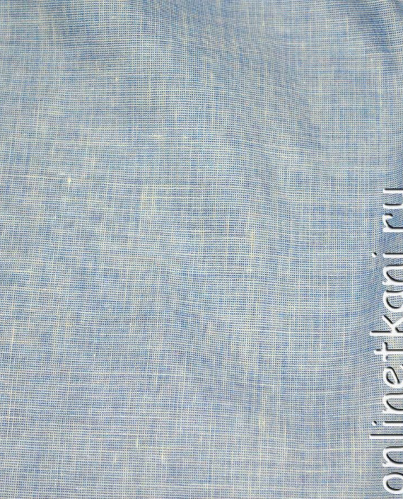 Ткань Лен "Бело-синий" 0070 цвет голубой крупа картинка 2