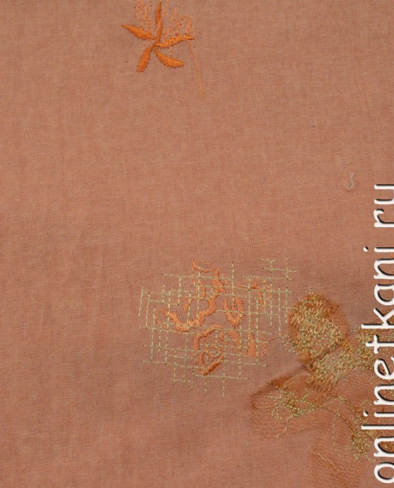 Ткань Лен 0093 цвет оранжевый абстрактный картинка 1