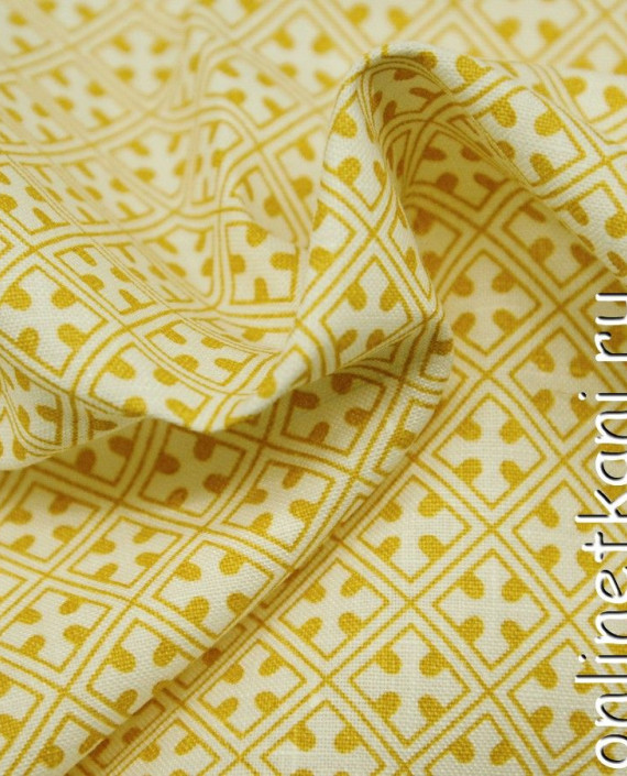 Ткань Лен 0176 цвет желтый геометрический картинка 2