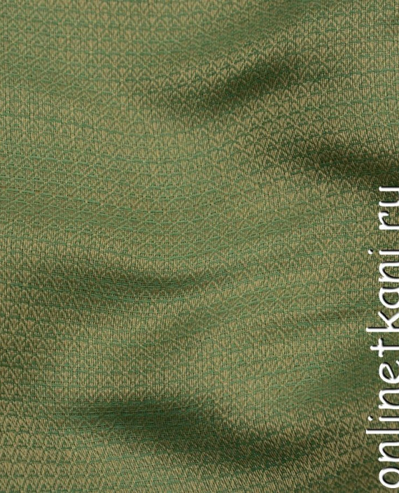 Ткань Лен 0243 цвет зеленый геометрический картинка