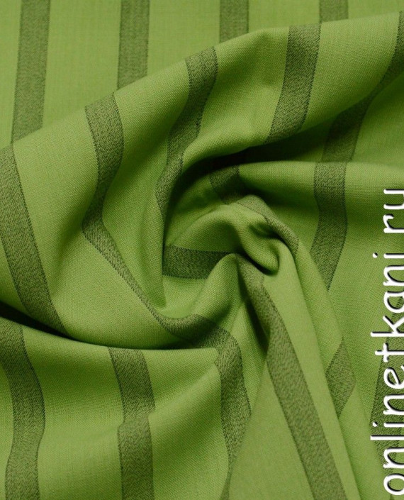 Ткань Лен 0271 цвет зеленый в полоску картинка 1
