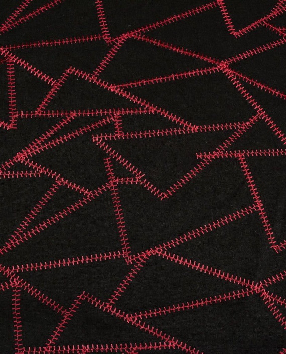 Ткань Лен Рубашечно-костюмный 0422 цвет черный геометрический картинка