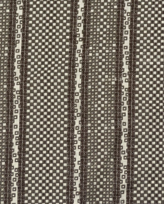 Ткань Лен Рубашечно-костюмный 0443 цвет коричневый в полоску картинка