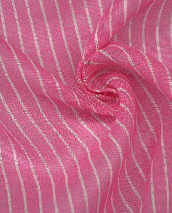 Ткань Лен Рубашечный 0449 цвет розовый в полоску картинка