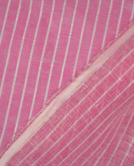 Ткань Лен Рубашечный 0449 цвет розовый в полоску картинка 2