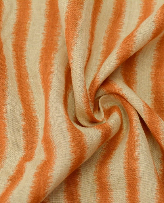 Ткань Лен Рубашечный 0530 цвет оранжевый в полоску картинка