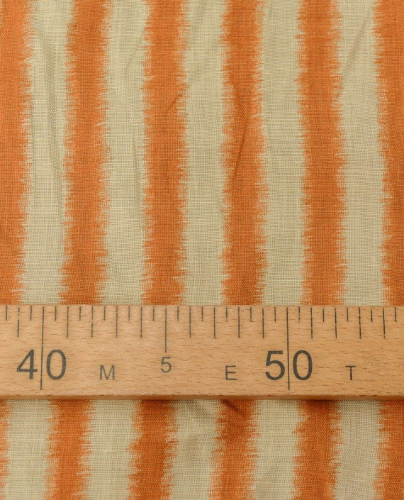 Ткань Лен Рубашечный 0530 цвет оранжевый в полоску картинка 2
