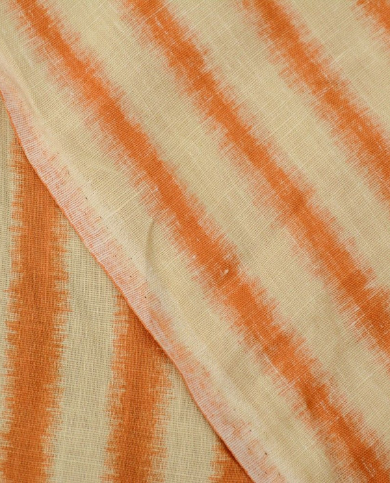 Ткань Лен Рубашечный 0530 цвет оранжевый в полоску картинка 1