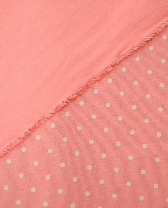 Ткань Лен Костюмный Розовый 0532 цвет розовый в горошек картинка 2