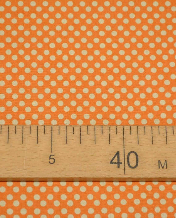 Ткань Лен Костюмный 0542 цвет оранжевый в горошек картинка 2