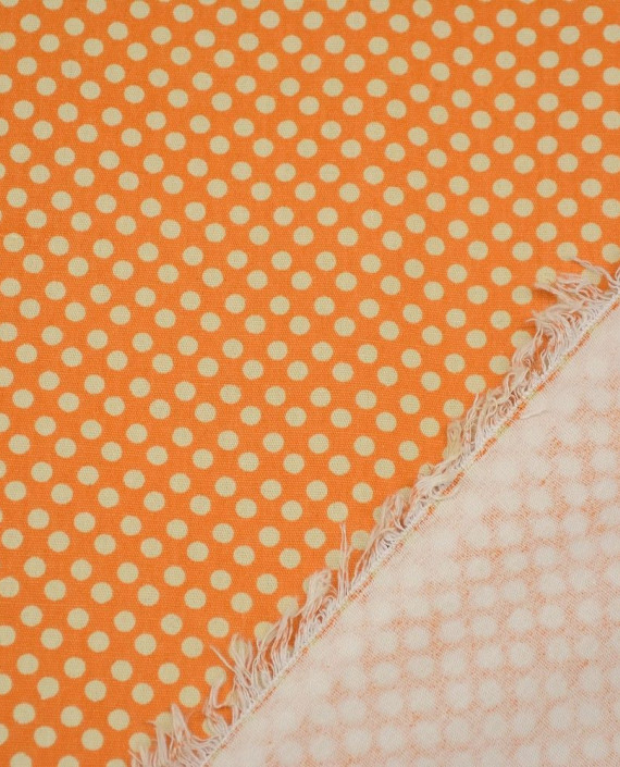Ткань Лен Костюмный 0542 цвет оранжевый в горошек картинка 1