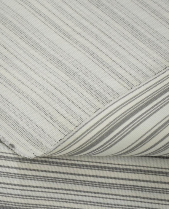 Ткань Лен Костюмный 0652 цвет серый в полоску картинка 2