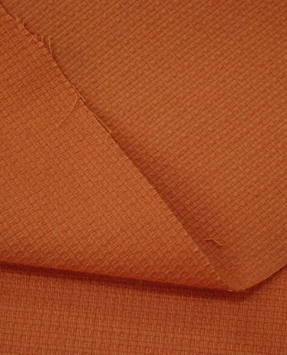 Ткань Лен Костюмный Рогожка 0690 цвет оранжевый картинка 2