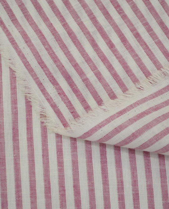 Последний отрез-3м Ткань Лен Рубашечный  10721 цвет розовый полоска картинка 2
